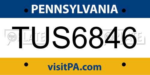 TUS6846 Pennsylvania License Plate