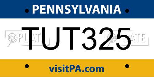 TUT325 Pennsylvania License Plate