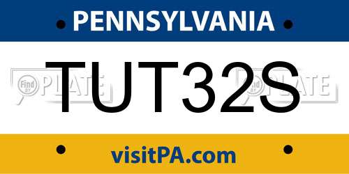 TUT32S Pennsylvania License Plate