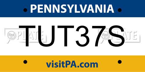 TUT37S Pennsylvania License Plate