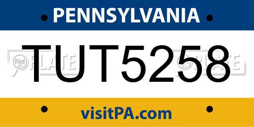 TUT5258 Pennsylvania License Plate