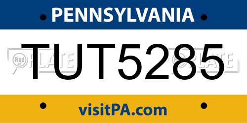 TUT5285 Pennsylvania License Plate