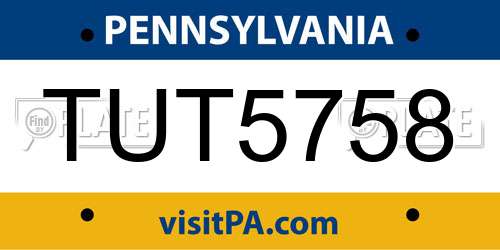 TUT5758 Pennsylvania License Plate