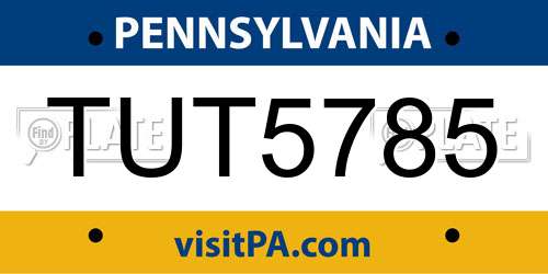 TUT5785 Pennsylvania License Plate