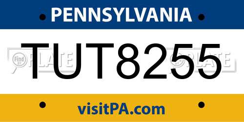 TUT8255 Pennsylvania License Plate