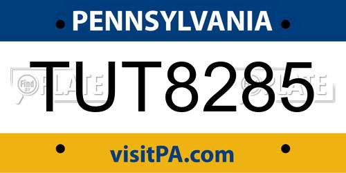 TUT8285 Pennsylvania License Plate