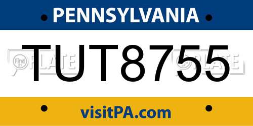 TUT8755 Pennsylvania License Plate
