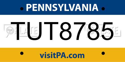 TUT8785 Pennsylvania License Plate