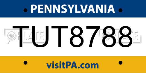 TUT8788 Pennsylvania License Plate