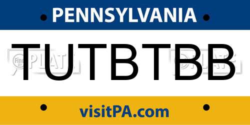 TUTBTBB Pennsylvania License Plate