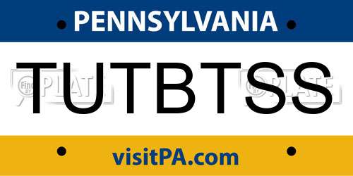 TUTBTSS Pennsylvania License Plate