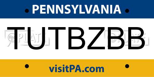 TUTBZBB Pennsylvania License Plate