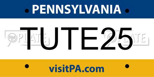 TUTE25 Pennsylvania License Plate