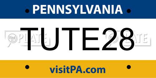 TUTE28 Pennsylvania License Plate