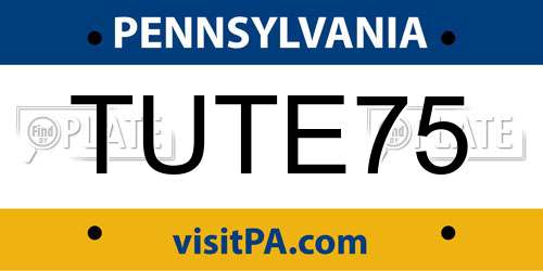 TUTE75 Pennsylvania License Plate