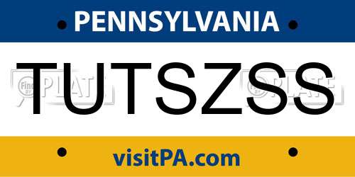 TUTSZSS Pennsylvania License Plate