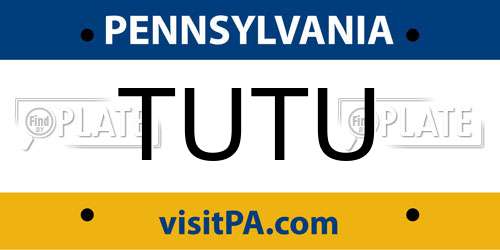 TUTU Pennsylvania License Plate
