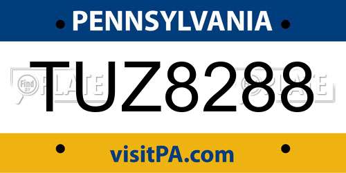 TUZ8288 Pennsylvania License Plate
