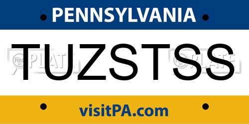 TUZSTSS Pennsylvania License Plate