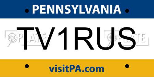 TV1RUS Pennsylvania License Plate