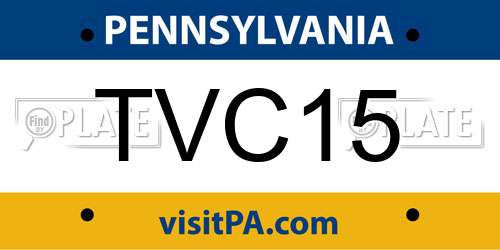 TVC15 Pennsylvania License Plate