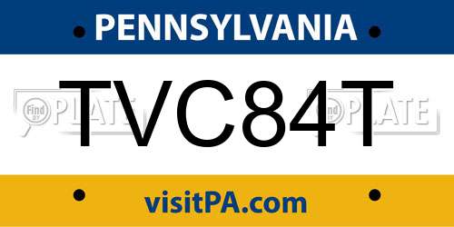TVC84T Pennsylvania License Plate