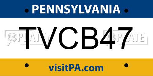 TVCB47 Pennsylvania License Plate