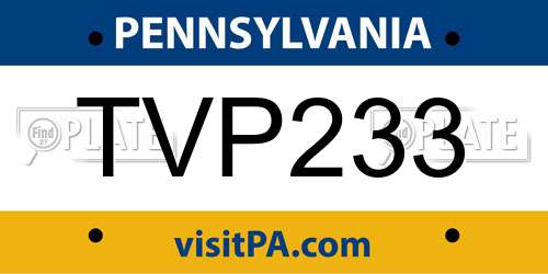 TVP233 Pennsylvania License Plate