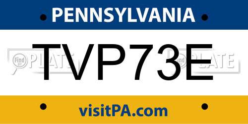 TVP73E Pennsylvania License Plate