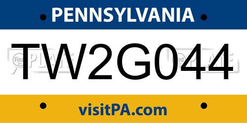 TW2G044 Pennsylvania License Plate