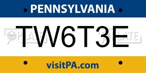 TW6T3E Pennsylvania License Plate