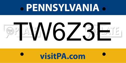 TW6Z3E Pennsylvania License Plate