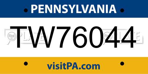 TW76044 Pennsylvania License Plate