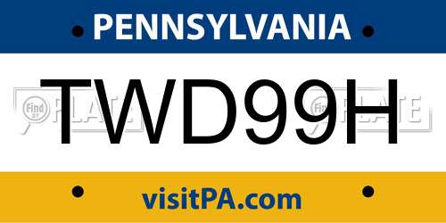 TWD99H Pennsylvania License Plate