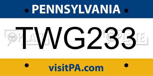 TWG233 Pennsylvania License Plate