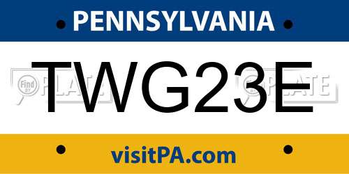 TWG23E Pennsylvania License Plate