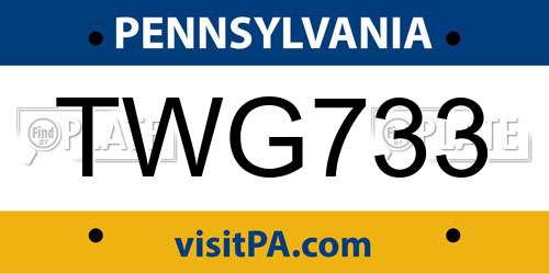 TWG733 Pennsylvania License Plate