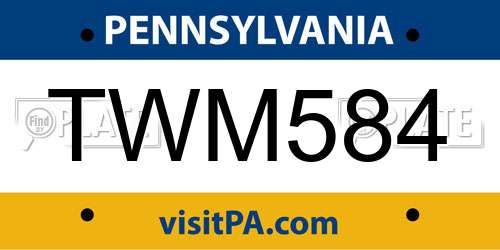 TWM584 Pennsylvania License Plate