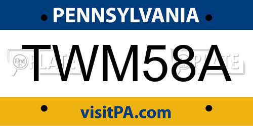 TWM58A Pennsylvania License Plate