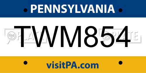 TWM854 Pennsylvania License Plate