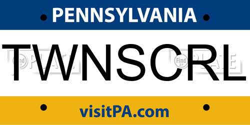 TWNSCRL Pennsylvania License Plate