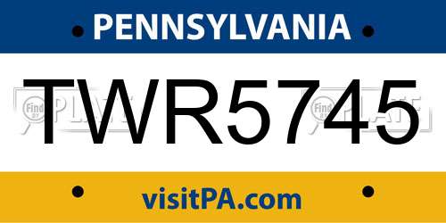 TWR5745 Pennsylvania License Plate