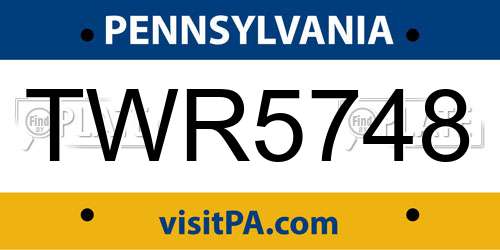 TWR5748 Pennsylvania License Plate