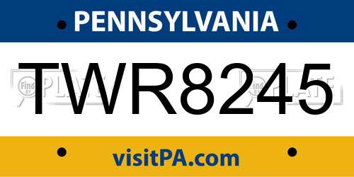 TWR8245 Pennsylvania License Plate
