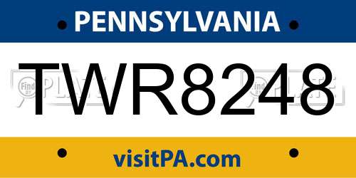 TWR8248 Pennsylvania License Plate