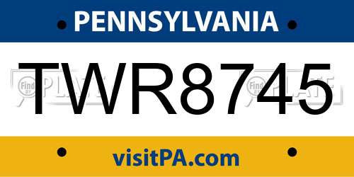 TWR8745 Pennsylvania License Plate