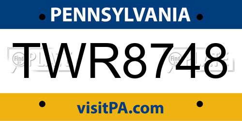 TWR8748 Pennsylvania License Plate