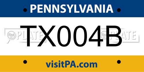 TX004B Pennsylvania License Plate
