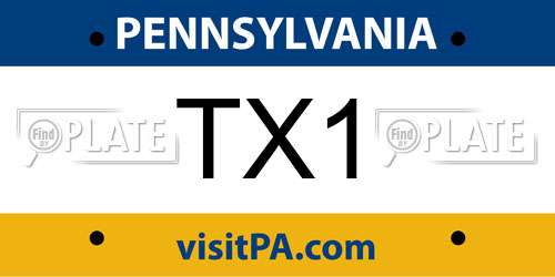 TX1 Pennsylvania License Plate