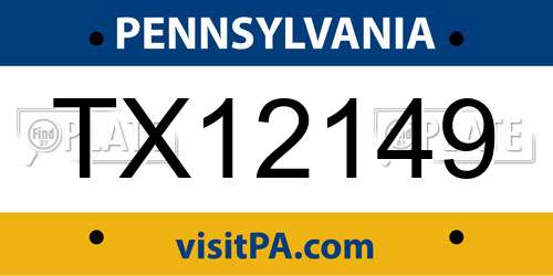TX12149 Pennsylvania License Plate
